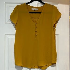 LOFT mustard color blouse with 4 buttons down the front